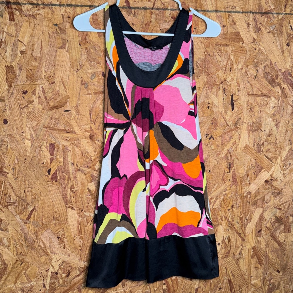 Y2K Express 2000s Retro Print Mini Dress Hippie Party Flirty Funky Colorful XS